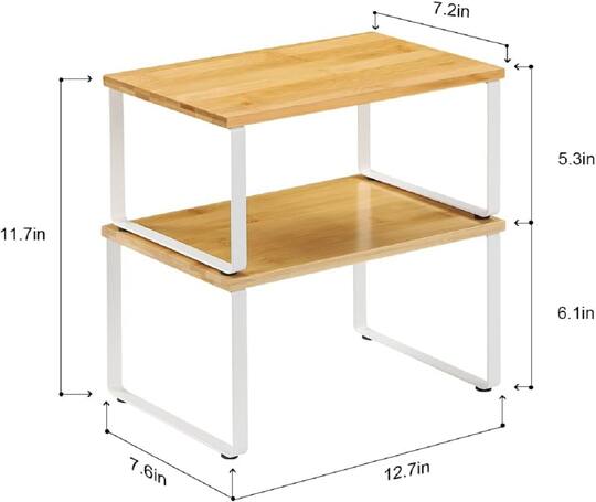 NEX™ White & Natural Bamboo Cabinet and Counter Shelf Organizer, 4ct.